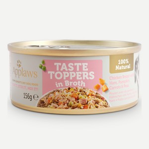 Applaws Taste Toppers Natural Wet Dog Food Chicken with Ham and Vegetables in Broth 156g Tin  x 12